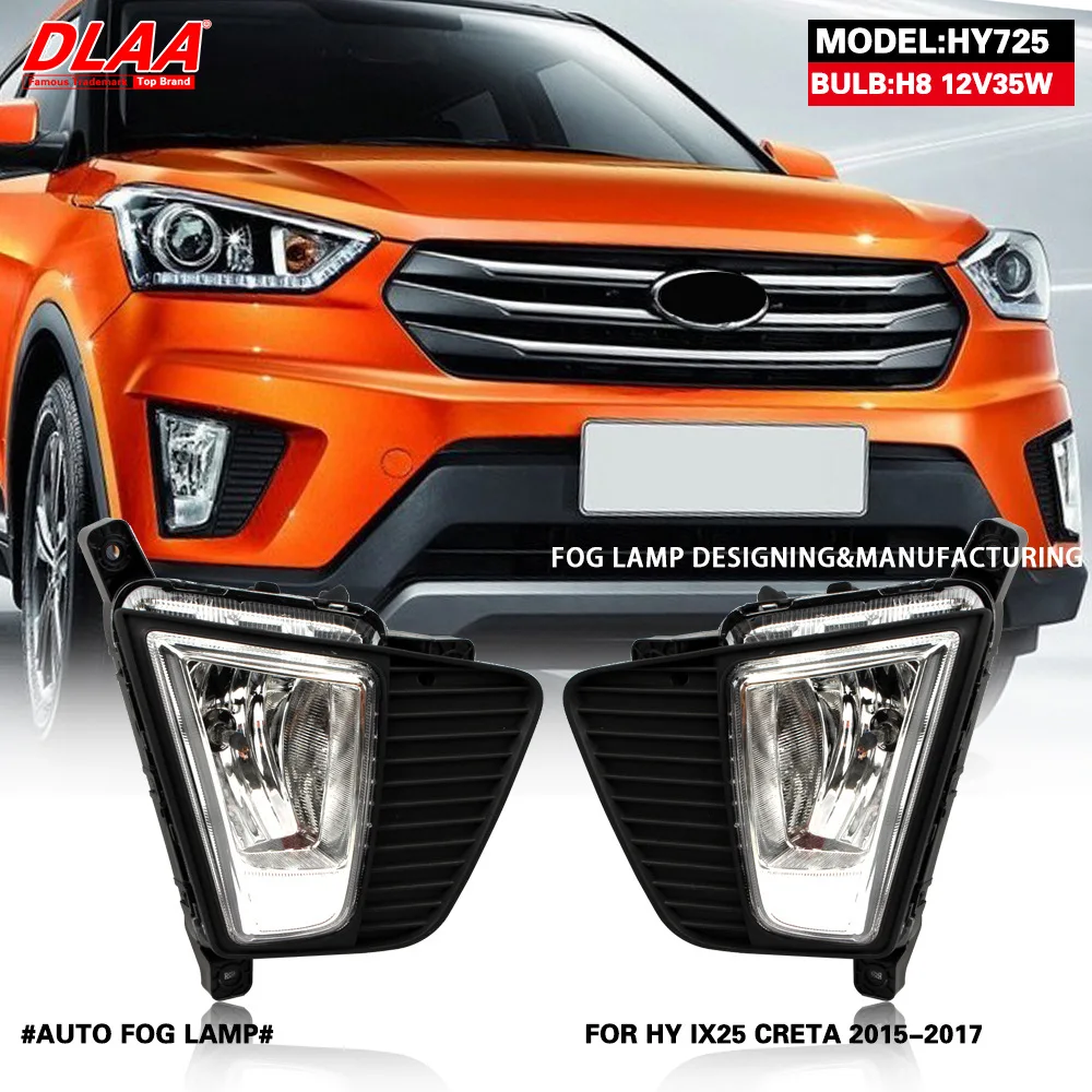

Fog light For Hyundai ix25 Creta 2014 2015 2016 fog lamps Switch Grille cover halogen foglights frame headlights