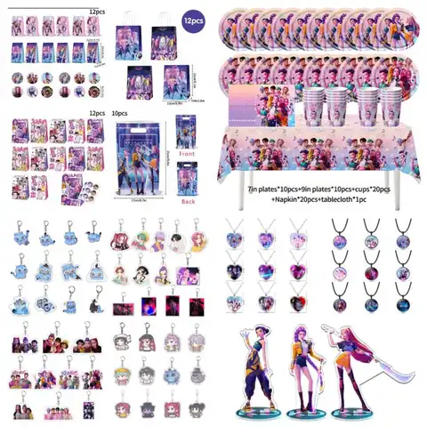 Kpop Demon Hunter Birthday Party Accessorie Huntrix Ballons Cups Plates Cake Topper Gifts Bags K Pop Demon Hunters Baby Shower