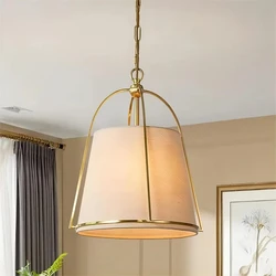 American Simple Dining Room Cloth Chandelier Minimalist Restaurant Bar Creative LED Light Bedroom Cloth Study Pendant Lamp