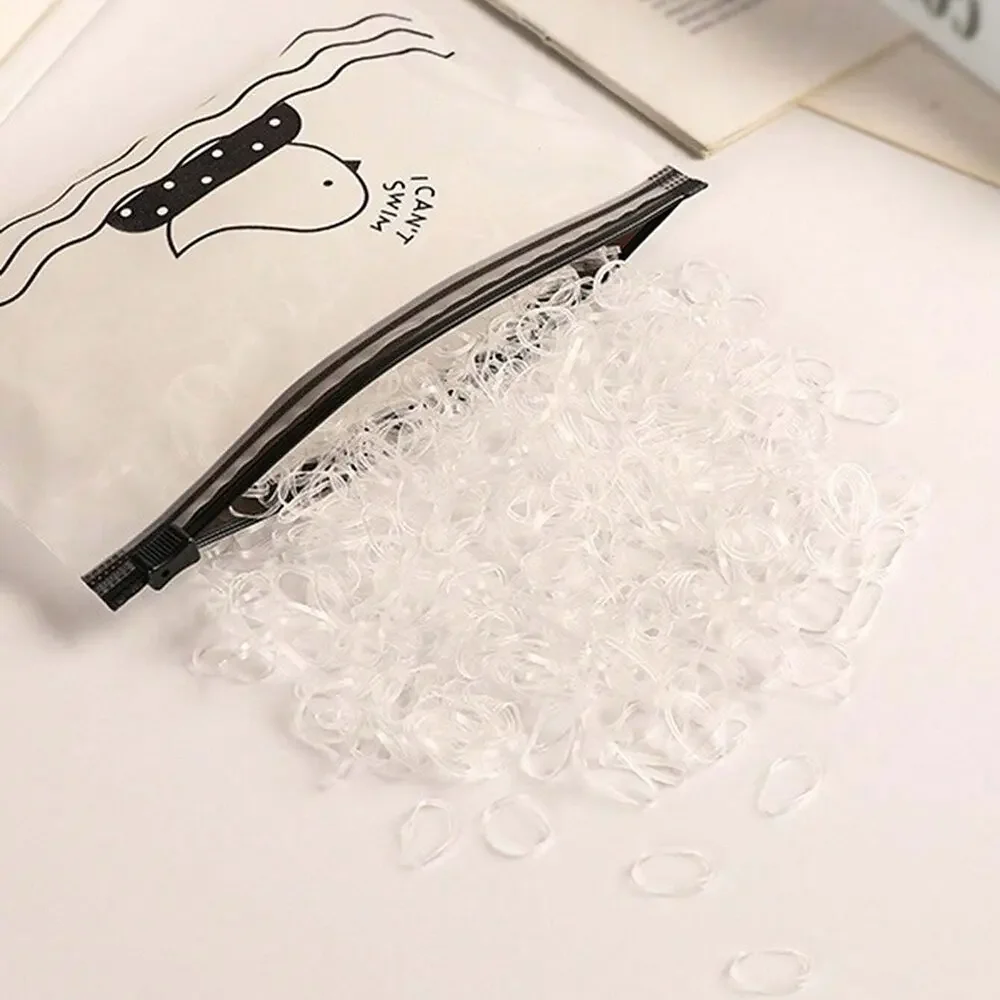 Elastische Haaraccessoires für Kinder, 1000 Stück farbige Einweg-Gummibänder, schwarze transparente weiche Haarbänder – Detail 5