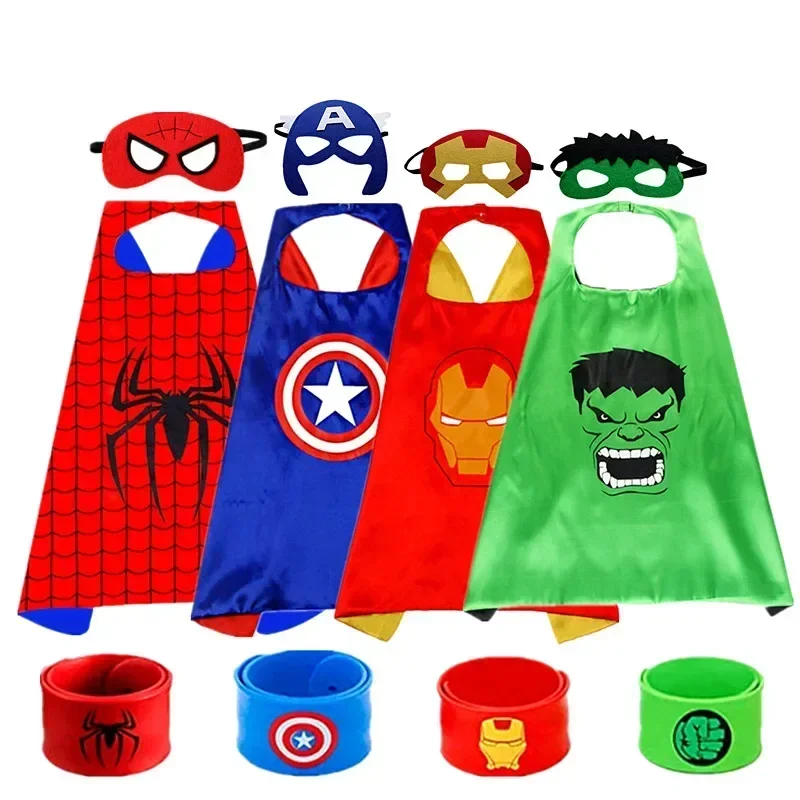 New Year SuperHero Capes for Kids and Masks Superhero Bracelet Toy Peter Parker Costumes for Boys Girls Cosplay Birthday Party