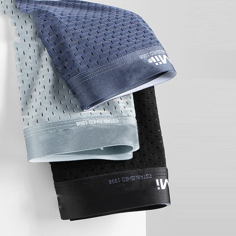 Youpin กางเกงบ็อกเซอร์ผู้ชาย3ชิ้น, กางเกงในผ้าฝ้ายกางเกงในผู้ชายระบายอากาศได้ดีผ้าไหมน้ำแข็งตาข่ายกางเกงในฤดูร้อนกางเกงในชายสุดเซ็กซี่