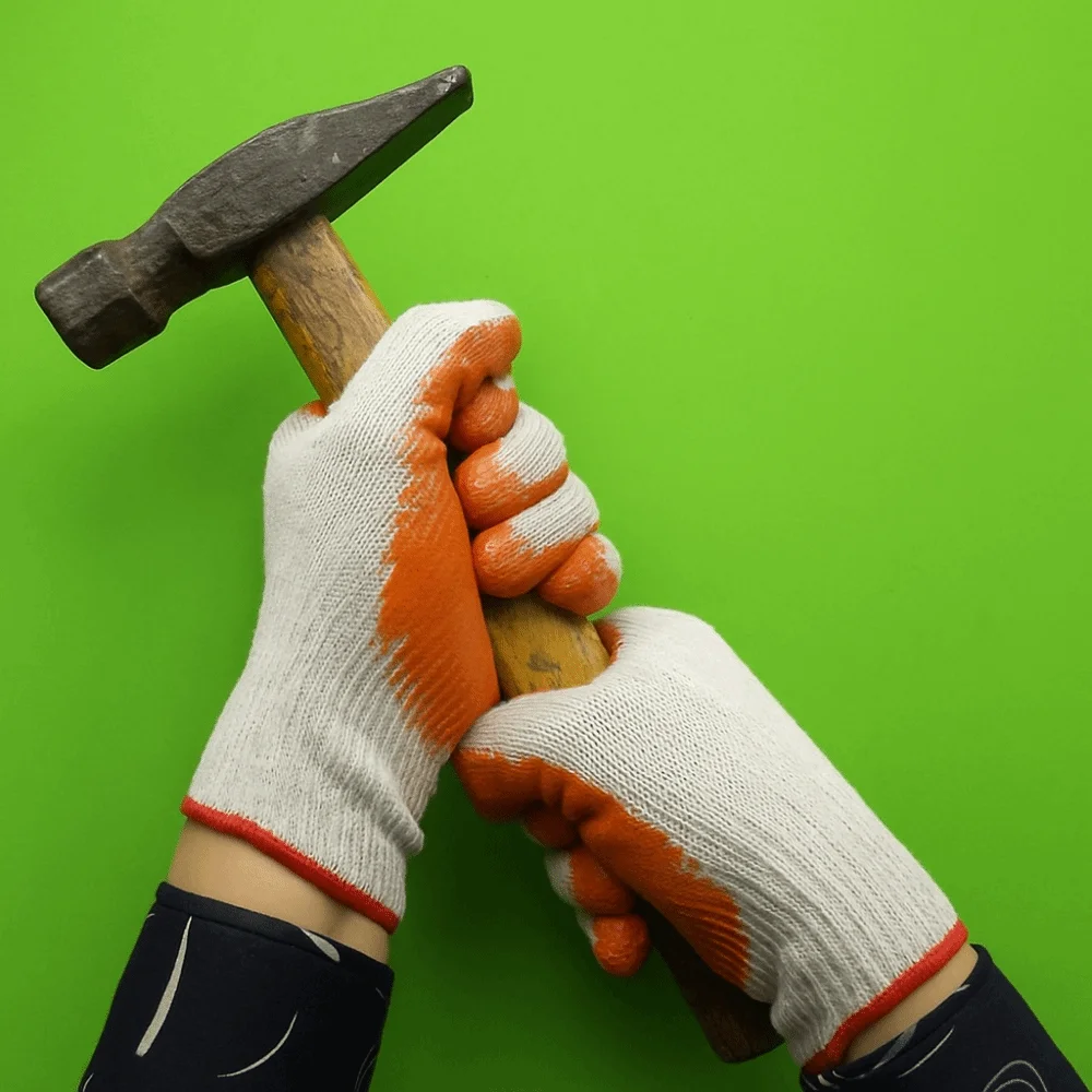 12pairs قفازات تأمين العمل المقاومة للاهتراء تنفس قبضة ممتازة قفازات النتريل قفازات واقية مرنة غير قابلة للانزلاق #3