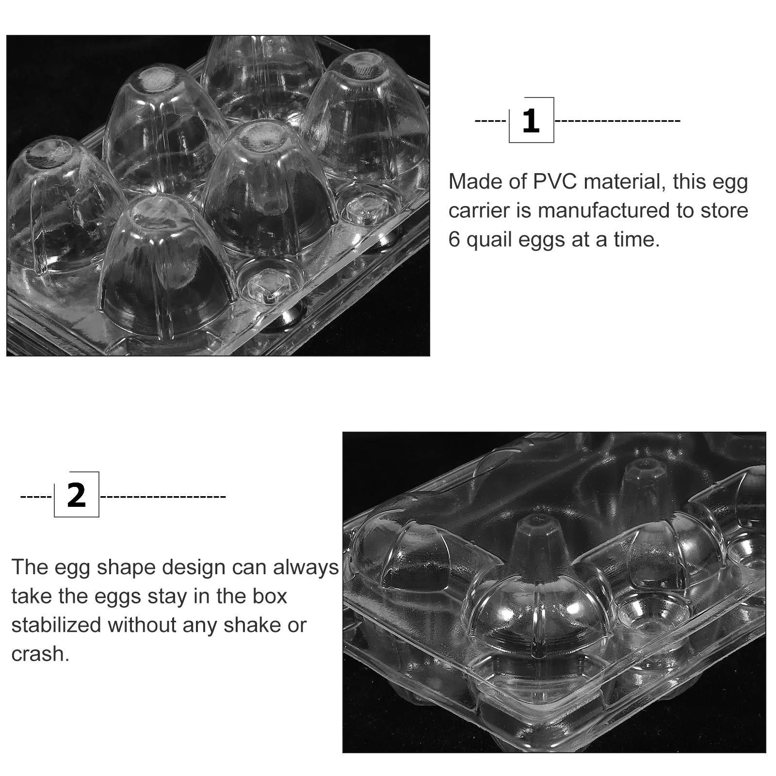 

50pcs 6 Grids Quail Tray Transparent Plastic Storage Container For Refrigerator Camping Travel Organizer Box Quail Egg Boxes Egg