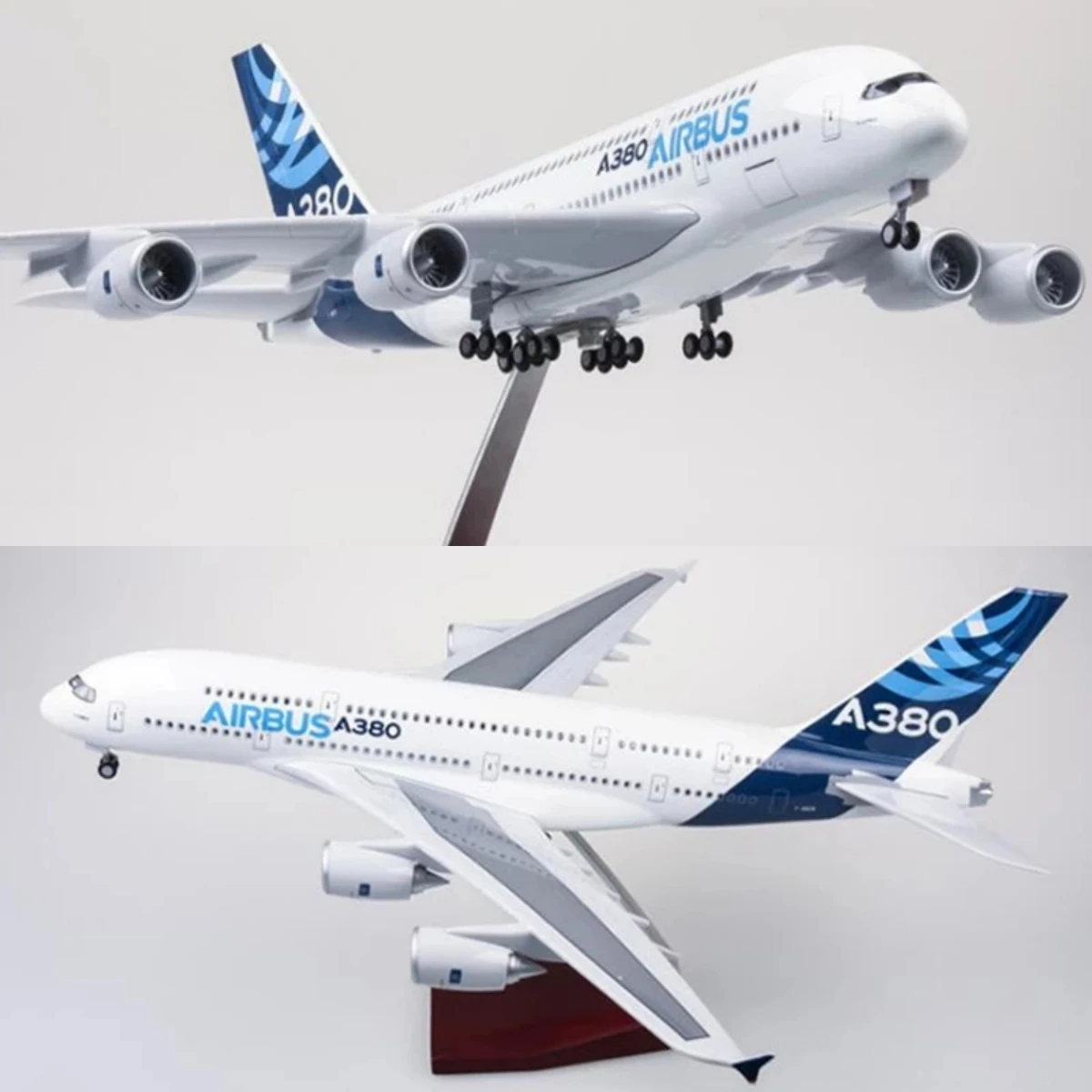 45.5cm Airplane Model 1/160 Scale A380 Prototype Airline Aircraft with Light & wheels Die-Cast Plastic Resin Model Collectible