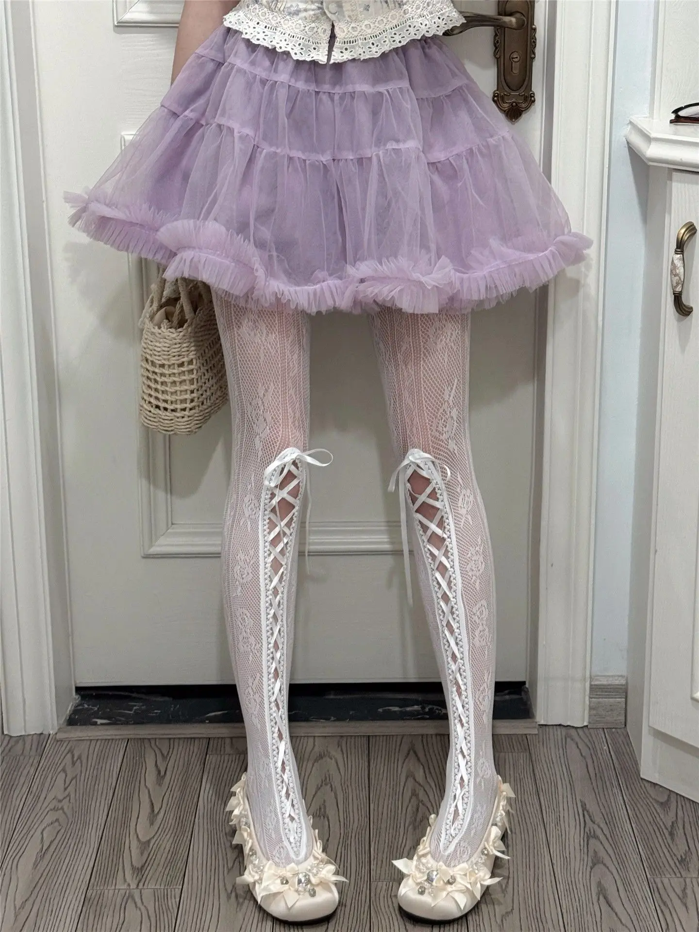 

Harajuku Y2k Spicy Girl Bandage Socks Knee High Slimming Leg Warmers Lace Ruffle Women's Vintage Gothic Cute