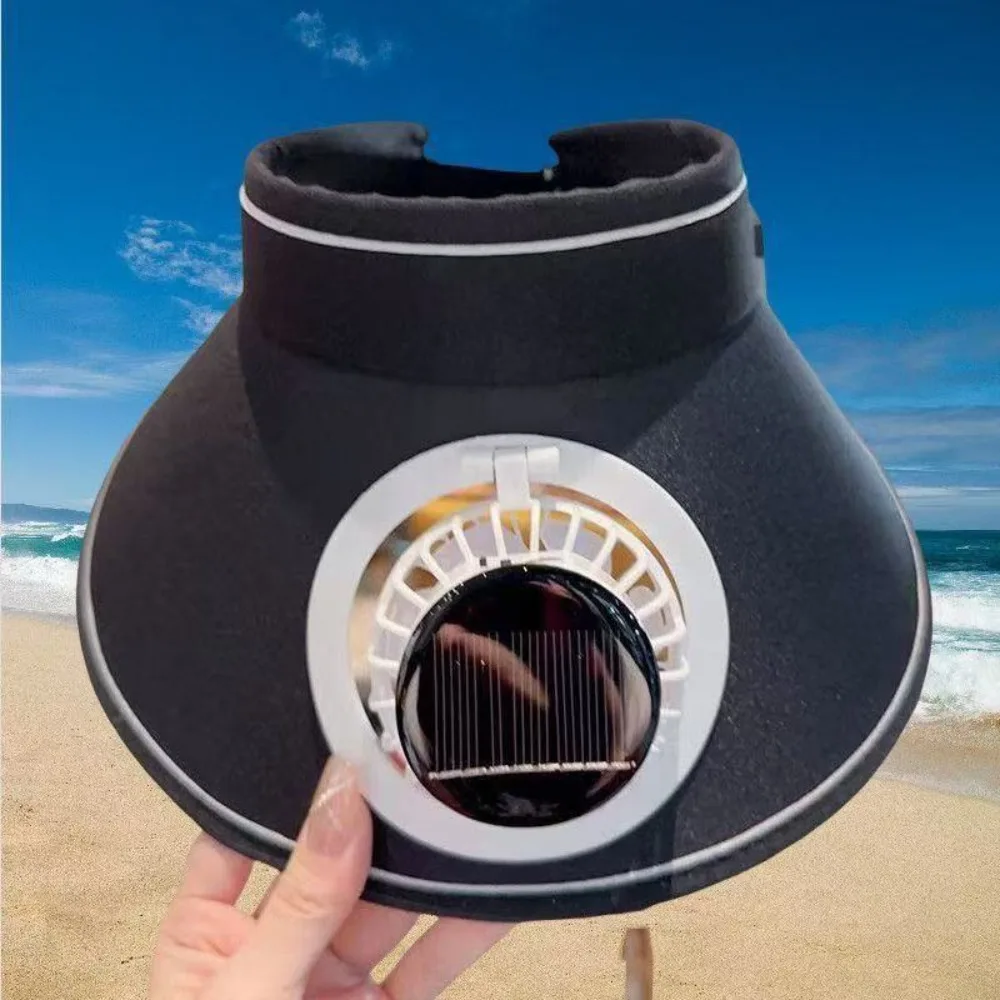 Breathable Summer Fan Sunhat Mesh Strong Wind Wide Brim Sun Hat Wide Brim Sun Protection Solar Fan Cap Sun Protection