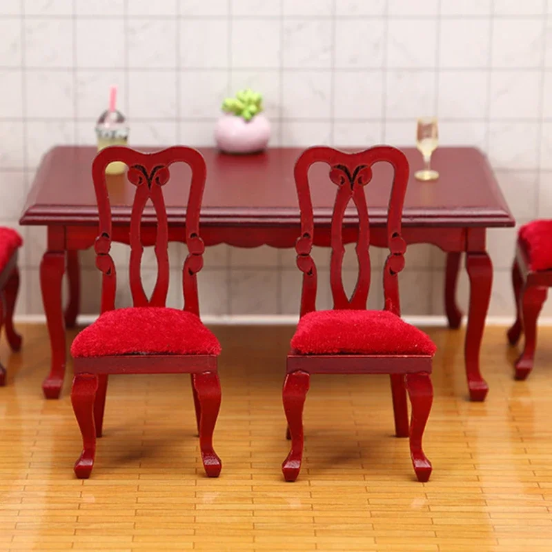 Accessori fai-da-te in miniatura: set di mobili da pranzo in legno retrò in scala 1:12 per case delle bambole