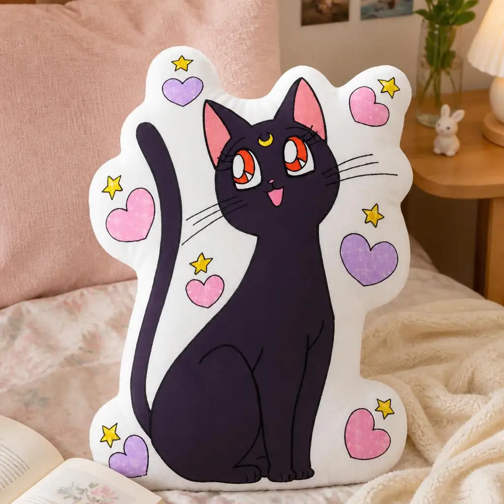Kawaii LUNA Moon Cat Plush Pillow Cushion Irregular Stuffed Throw Pillow Home Decor Gift Sofa Bed Couch