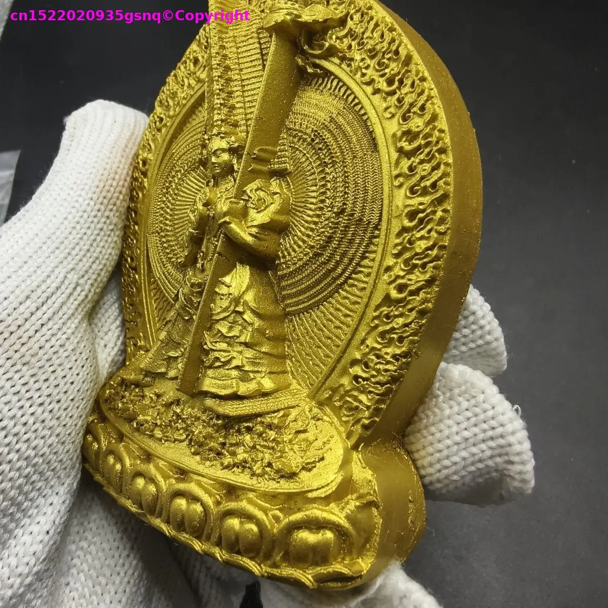 Tibet clay Sitatapatra White Umbrella Deity Tara Gold painted sat-chaya Holy tsha-tsha Buddhist temple altar lama monk worship