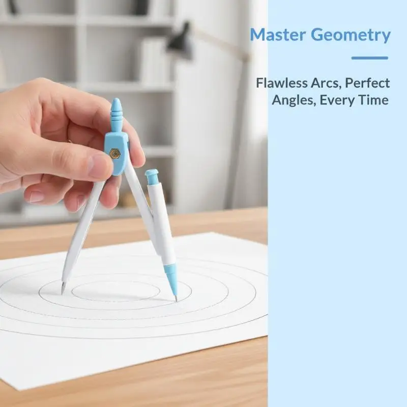 8PCS/Set Plastic Ruler Compasses Set Eraser Transparent Protractor Set Square Straight Ruler Measuring Ruler School Office