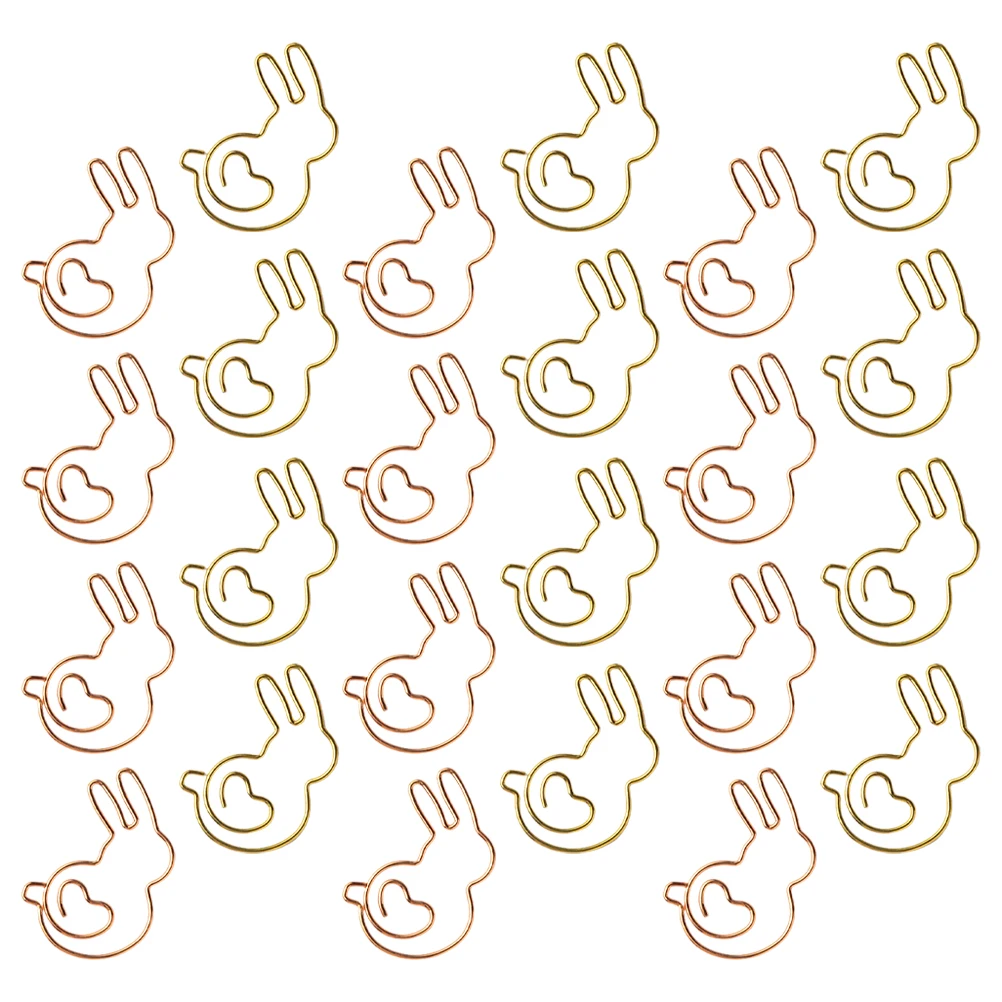 30Pcs Decorative Bunny Shape Paper Clips Adorable Rabbit Small Cute Office Supplies Practical Multi-Function Clips for Files