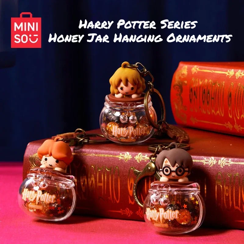 Colgante de tarro de miel de la serie MINISO Harry Potter auténtica, decoración periférica, colgante de llave de teléfono móvil, bonito juguete para regalo para niños