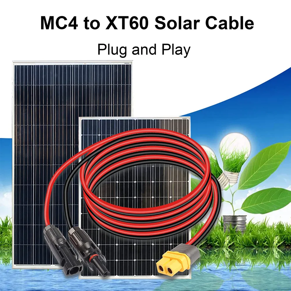 Solar Panels Cable to XT60 Extension Cable for Portable Power Station ALLPOWERS Goal Zero Jackery Ecoflow Bluetti etc.