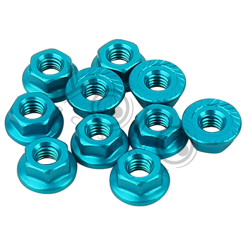 M4 Flange Lock Nuts 10Pcs Aluminum Alloy Wheel Nuts for 1/10 1/14 RC Buggy Truck Crawler Upgrade Hardware Parts