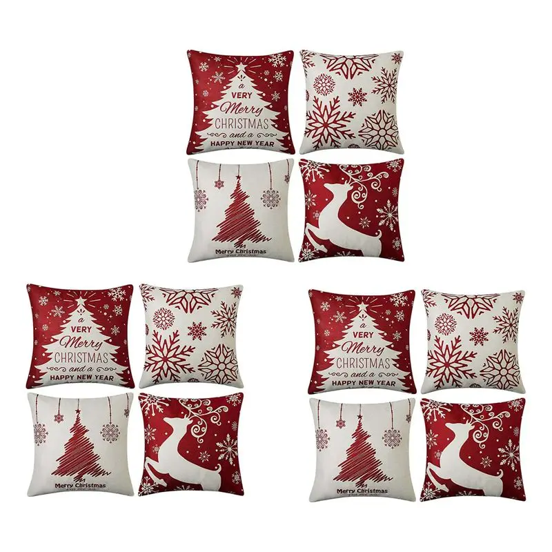 SEWS-Christmas Pillow Covers 18X18 Set Of 12,Farmhouse Christmas Decor For Home,Xmas Decorations Throw Cushion Case For Home