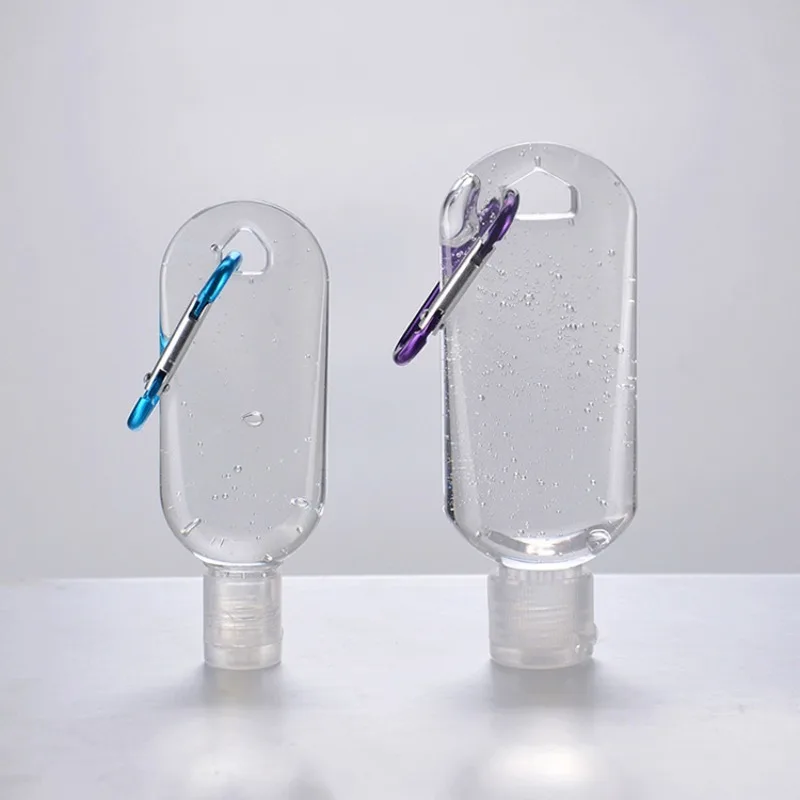 1-10pcs Empty Hand Sanitizer Travel Bottle Holder Hook Keychain Carriers Flip Cap Reusable Portable 30ml 50ml Empty Bottles
