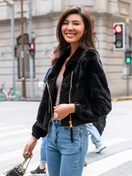 HDHOHR 2027 New 100% Real Mink Fur Coat Women Fashion Essential Natural Mink Coat Warm Short Leather Outerwear Winter Jacket