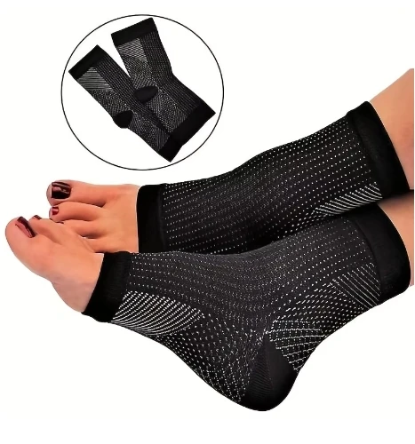 

2 Pair Compression Socks for Ankle Support, Open Toe Design for Plantar Fasciitis Pain Relief