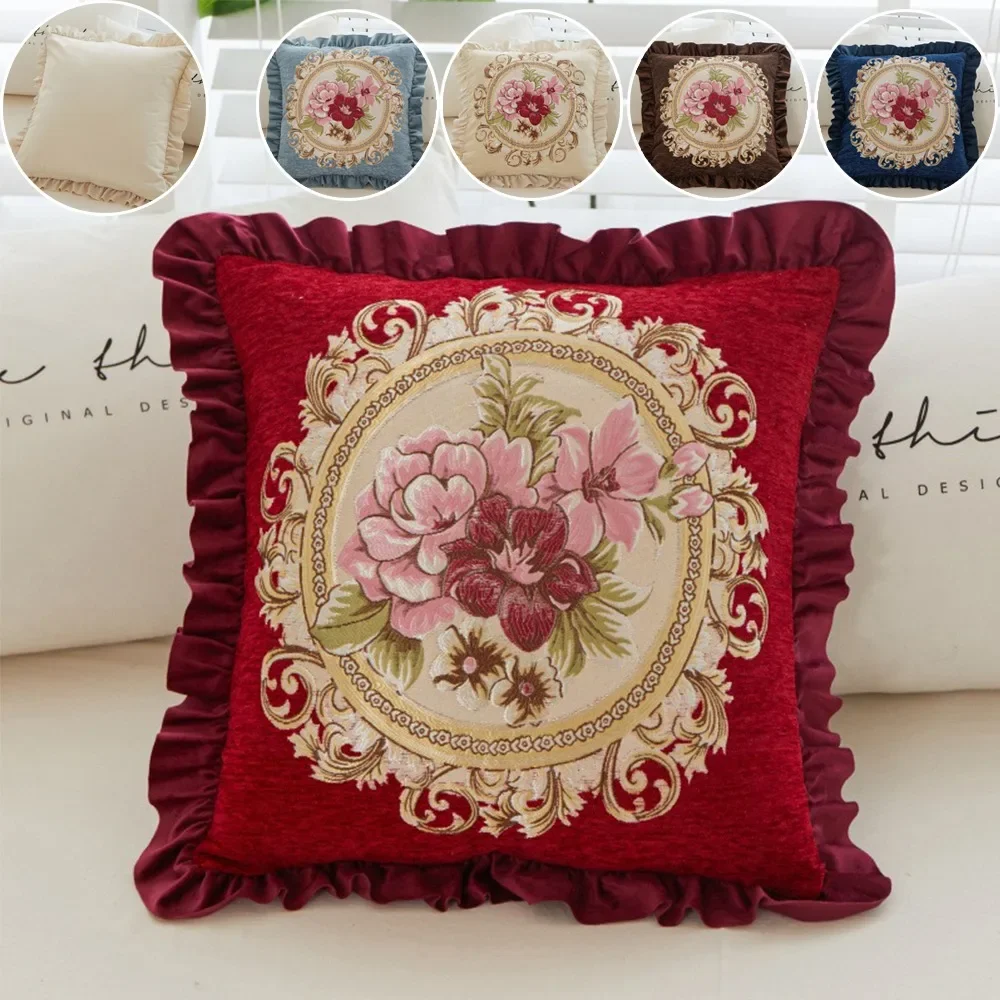 

1PC Nordic Style Ruffled Edge Cushion Cover Throw Pillow Covers 48x48cm Home Cushion Cases Retro Home Garden Artistic Decoration
