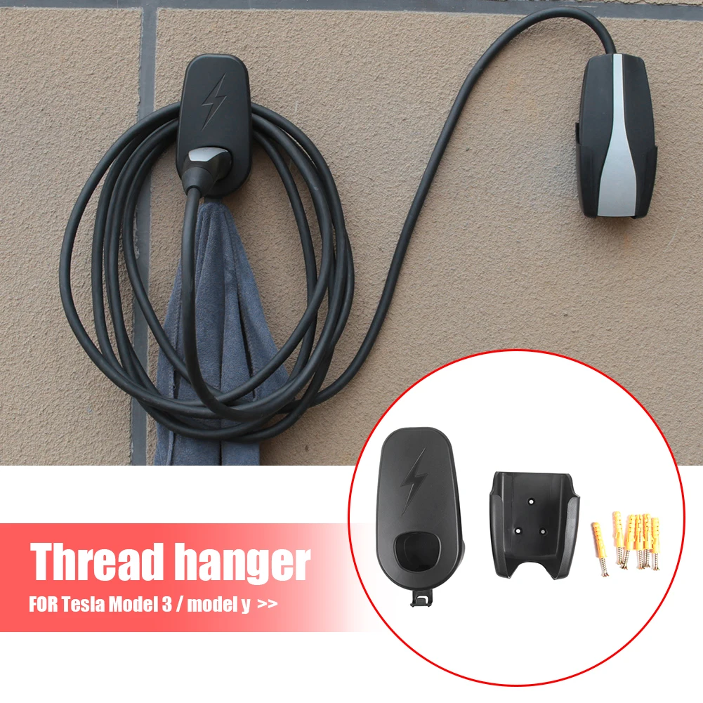 Car Charging Cable Organizer with Chassis Bracket Charger Cable Wall Holder Connector Socket Plug for Tesla Model 3 Model Y