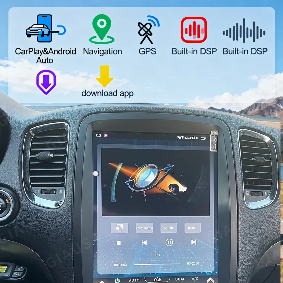 Upgrade For Dodge Durango 2011-2020 Stereo Android  13.8 2DIN Touch screen  GPS Navigation with Offline Maps & Bluetooth Support