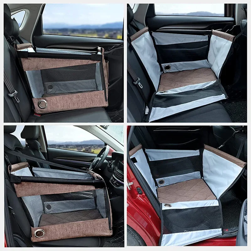 Bolsa de transporte de viaje para perros, cesta segura y cómoda para coche, instalación sencilla, cinta de ajuste para asiento de perro