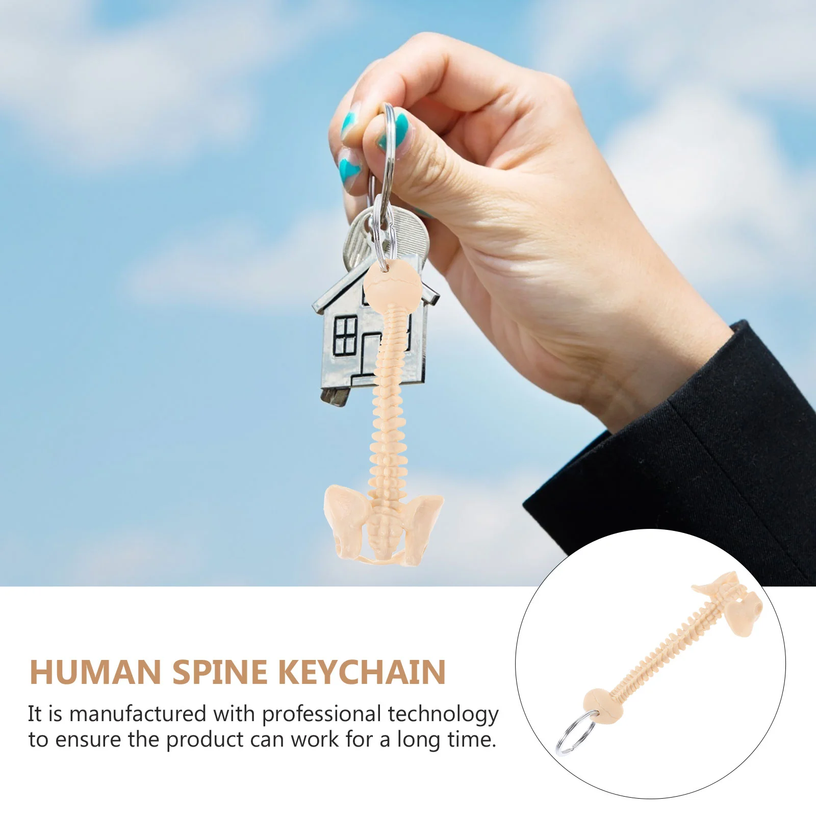 Plush Keychain Human Spine Model Wrist Band Car Beige Pendant Lovers While Wallet