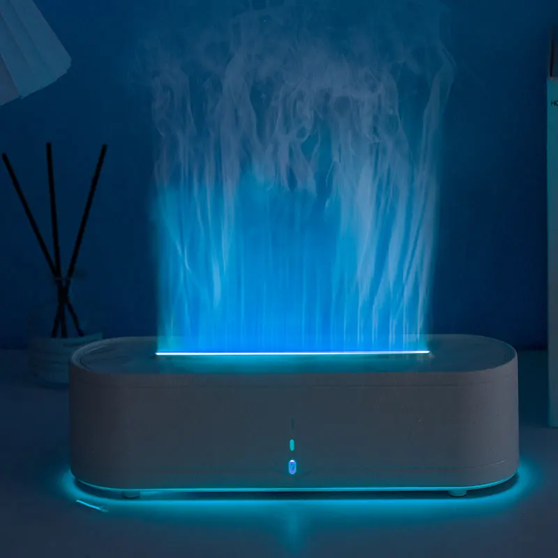 

Диффузор для ароматерапии с имитацией пламени, домашняя красочная атмосферная лампа, функция быстрого увлажнения, пульт дистанционного управления, увлажнитель времени