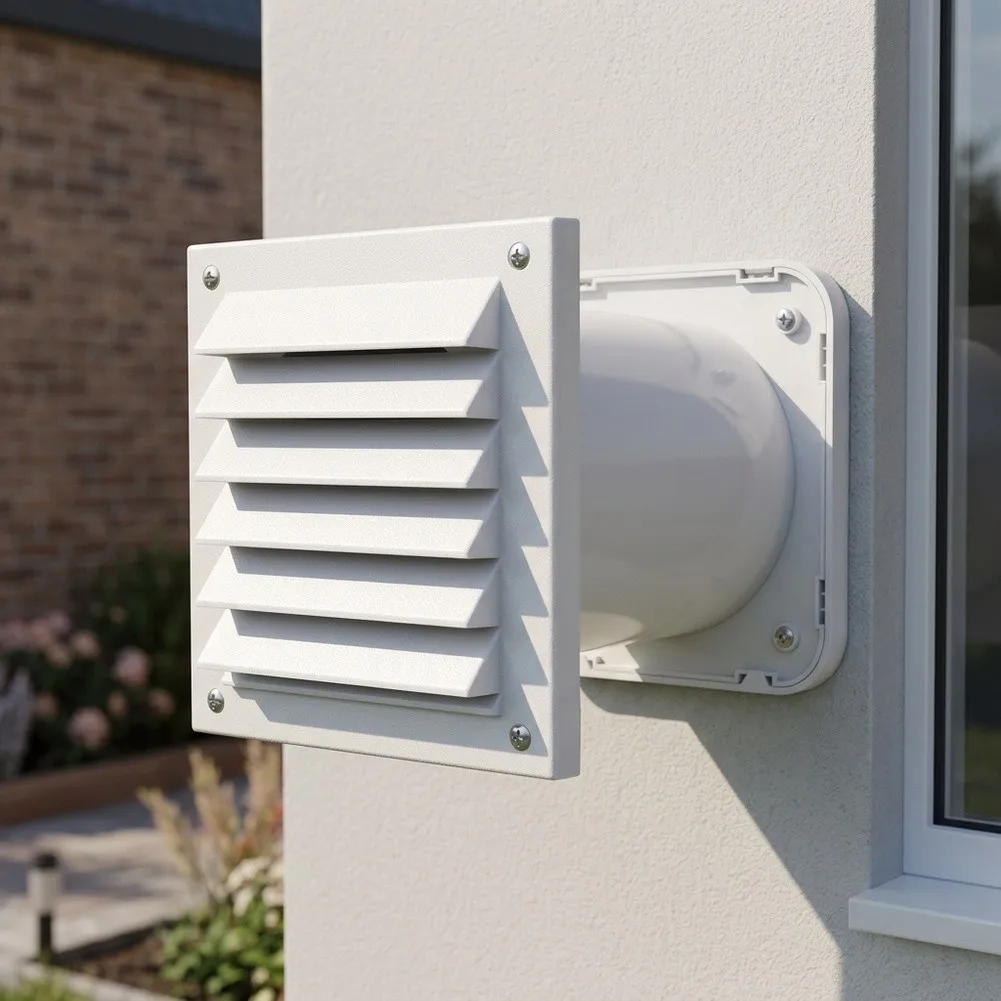 Non-Powered Wall Duct Cap With Adjustable Length, ABS Pressure Air Outlet Vent Cover With for Rain Protection Filter Screen For