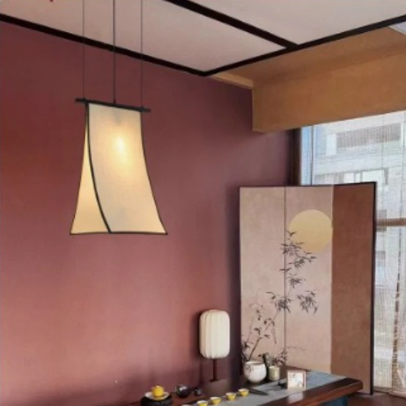 Designer Fabric Art Rectangle Ceiling Pendant Lamp Creative Personality Restaurant Bedroom Stair Kitchen Study LED Hanging Light