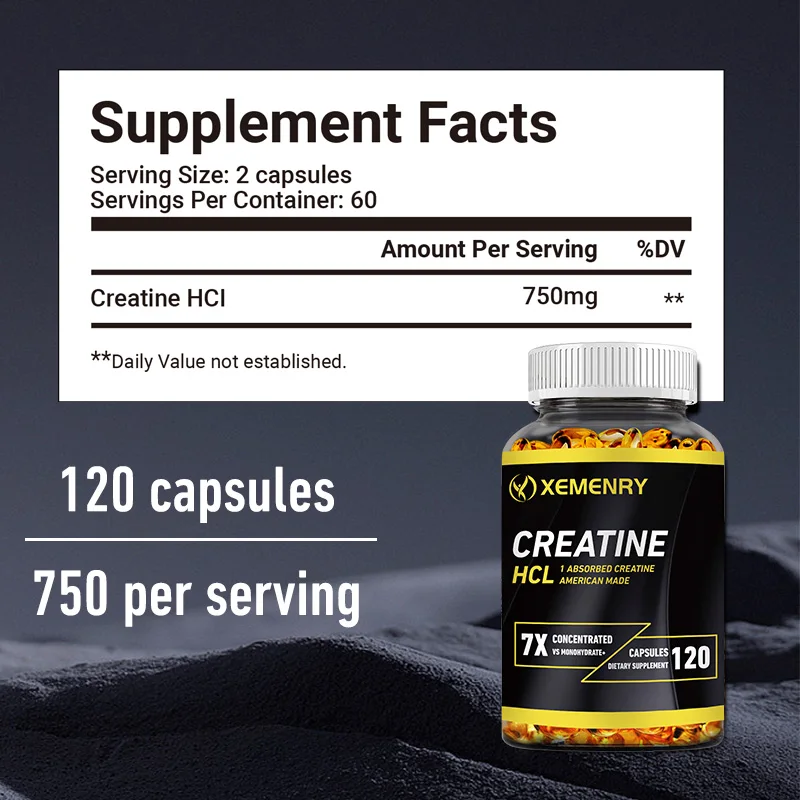 Creatine HCl - Boosts Energy Endurance and Muscle Mass for Improved Athletic Performance