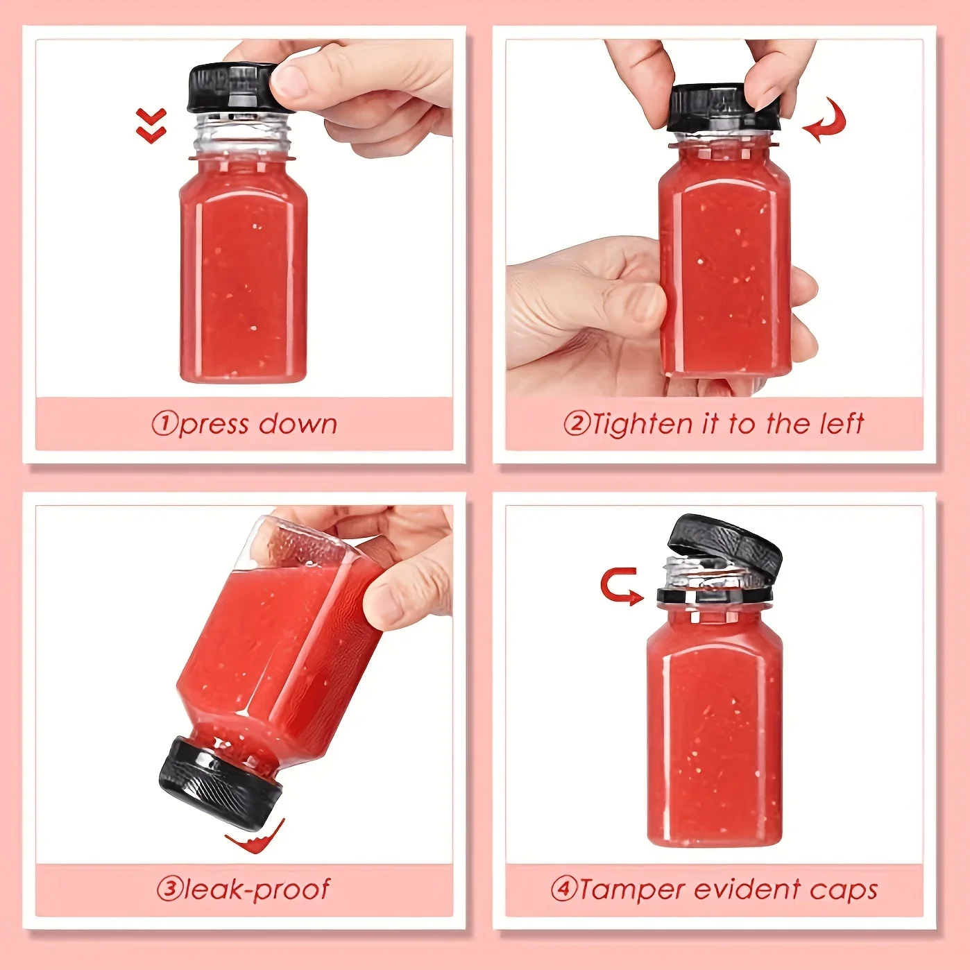 5/10pcs Leak-Proof Clear Plastic Juice Bottles-Perfect For Juicing Smoothies, Milk Homemade and Other Beverages Portable for Out