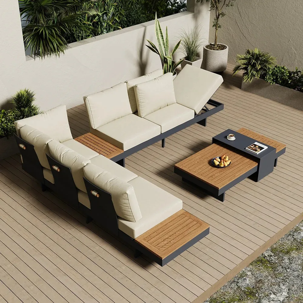 

Luxury modern outdoor furniture aluminum alloy frame sofa set waterproof seat cushion rust-proof hotel courtyard garden