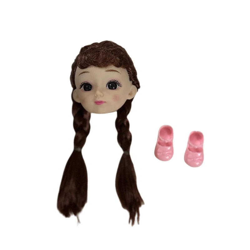 

Kawaii Items BJD Doll Head With 3D Eye Long Hair For 11.5 Inch Figures Kids Toys Little Girls Doll Body Best DIY Birthday Gifts