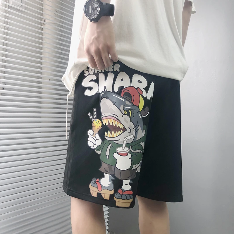 

Summer Cartoon Beach orts Men's plus Size Casual Hip Hop Printed Loose Fit Five-Quarter Pants Comfortable Loose Sle