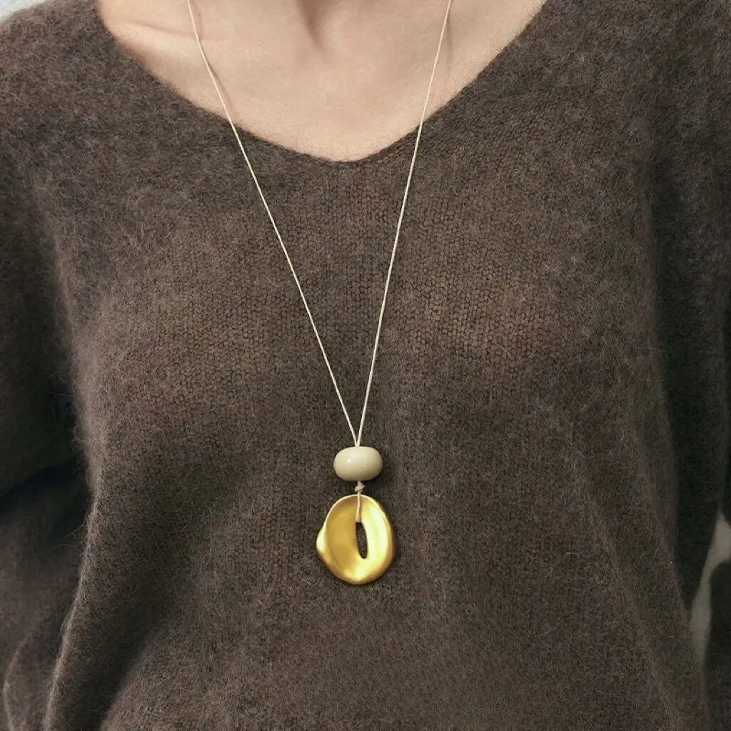 

Jenny&dave Soft Pendant Necklace Women's Leather Rope Joint Ivory Fruit Sweater Chain Accessories