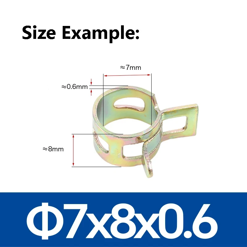 65 Manganese Steel Galvanized Spring Clamp Inner Dia 6mm~36mm Elastic Steel Buckle Water Pipe Connector Hose Clamp