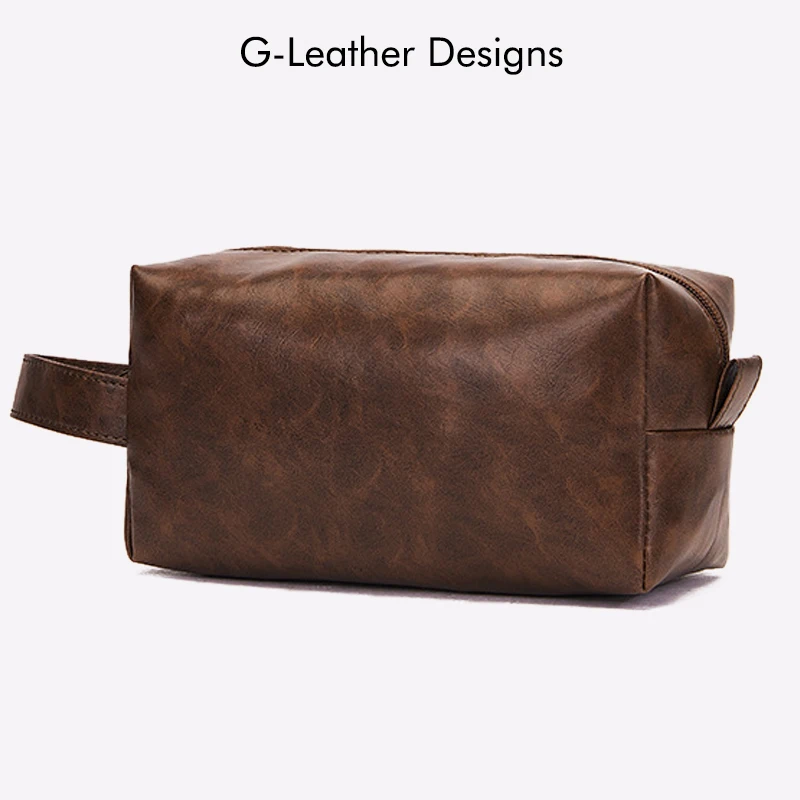 Custom Initials Vegan Leather Vintage Cosmetic Bag Toiletry Storage Bag Travel Organizer Bag For Men Women Casual MakeUp Bag