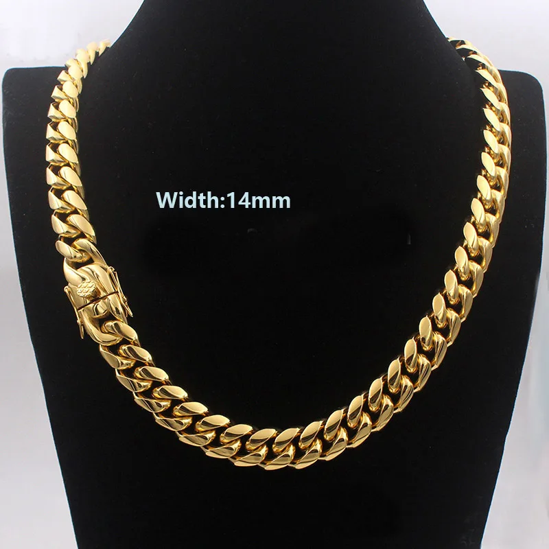 High Polish 18k Gold Plated Hip Hop Men Jewelry Miami Cuban Link Necklace Bracelets For Lover