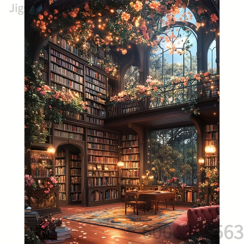 Mediterranean Town Fantasy Art Jigsaw Puzzle 4 Styles Library Moon Hummingbird 500-2000P Paper Puzzle Home Wall Decor Gift
