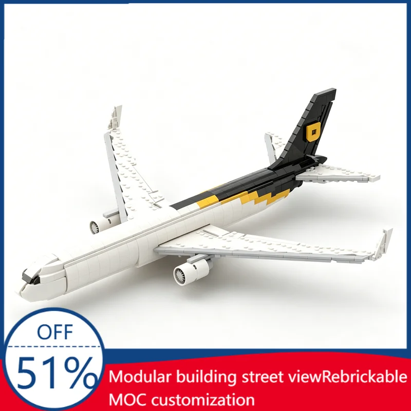 1242PCS Boeing 767-300F UPS Livery 1:100 Scale Cargo Plane MOC Creative Aircraft Model Assembly Educational Toy BiFestival Gift