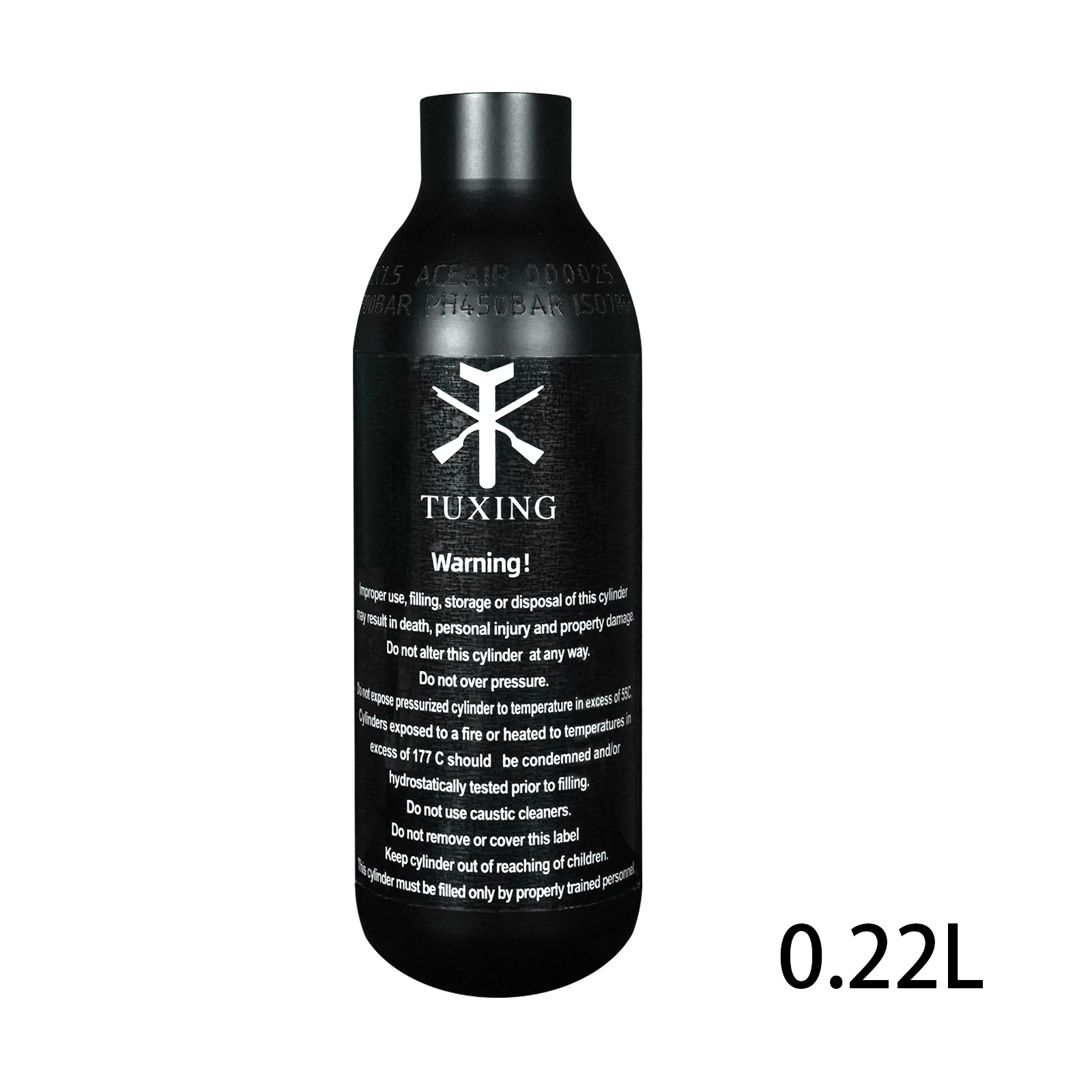 

TUXING 3000psi 0.22L 220cc Aluminum Cylinder High Pressure Air Tank 18Ci Capacity CO2 Bottle Cylinder Round Bottom M18*1.5