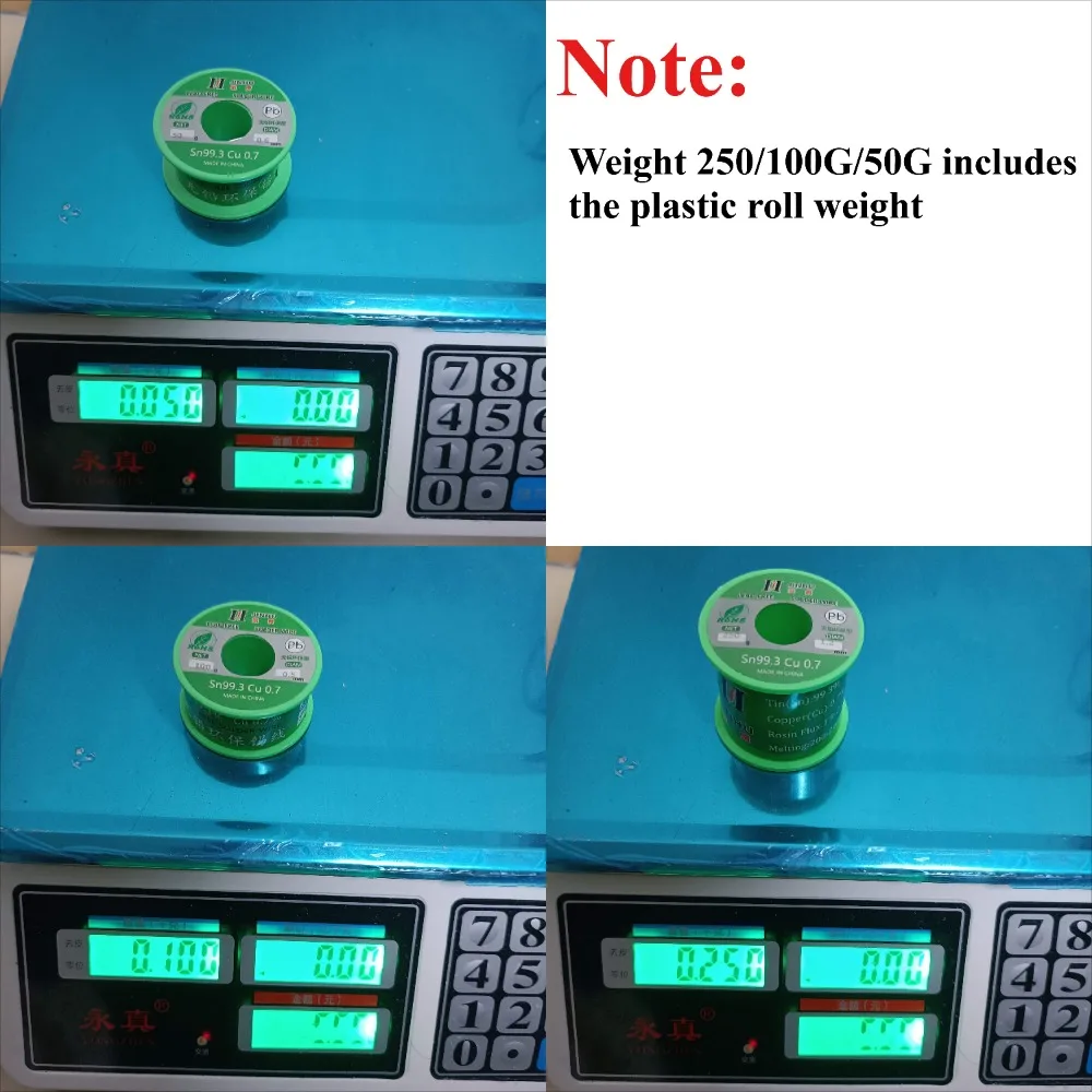 250g/100g/50g Kawat Solder Bebas Timbal Sn99.3/Cu0.7 0.5-2.0mm Inti Rosin Bebas Timbal untuk Solder Listrik RoHs