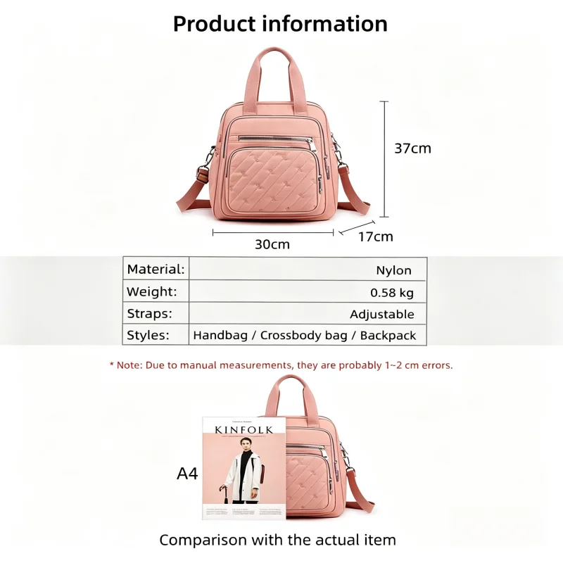 Women Multi Purpose Backpack With USB Charging Port Ladies Casual One-Shoulder Crossbody Bag For Outdoor Travel Daily Commute