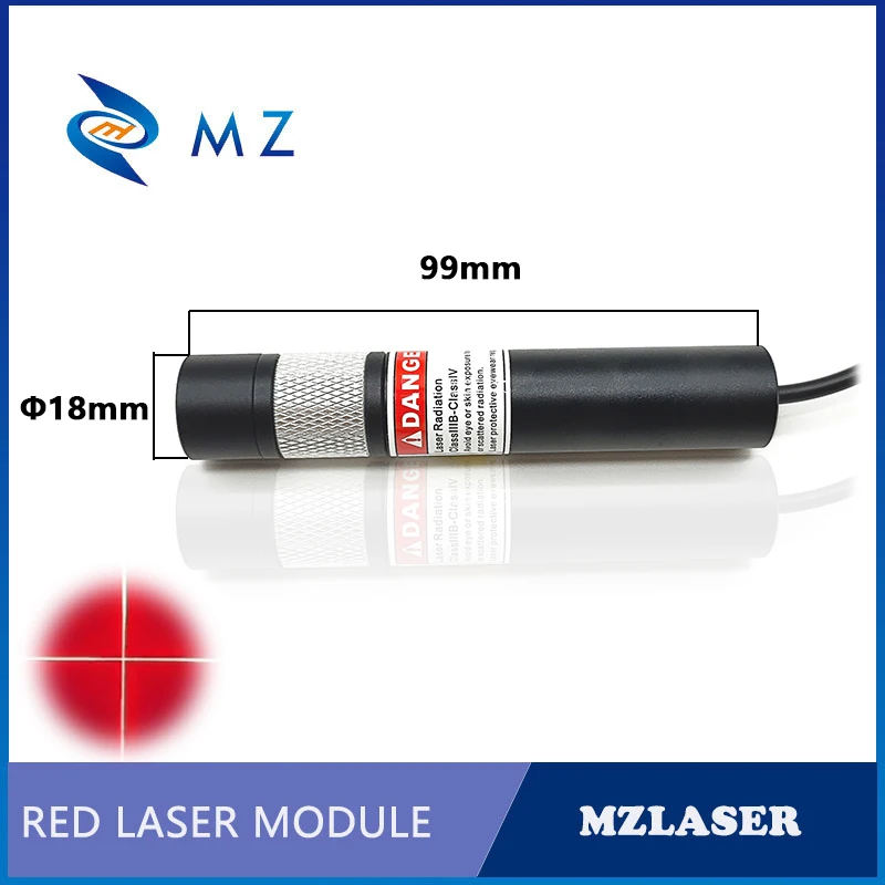 Modul Laser Lintas Fokus Dapat Disesuaikan 638nm 100/200 /300MW Laser Lintas Merah Kelas Industri + Braket + Daya