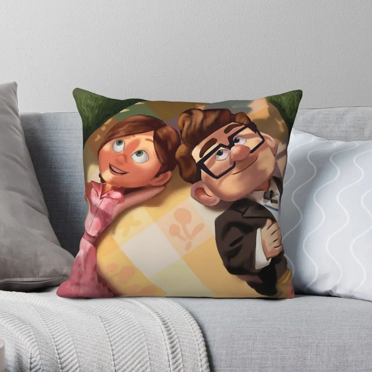 Married Life Carl And Ellie Pillowcase Polyester Linen Velvet Creative Zip Decorative Pillow Case Car Cushion Cover