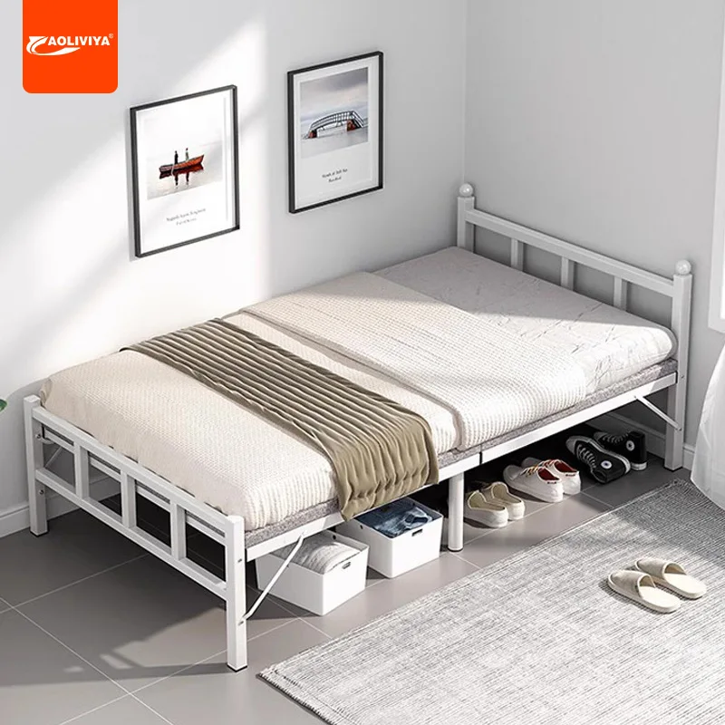 aoliviya-folding-bed-sheet-home-nap-bed-office-bedroom-sleeping-iron-frame-portable-rental-house-simple-double-bed