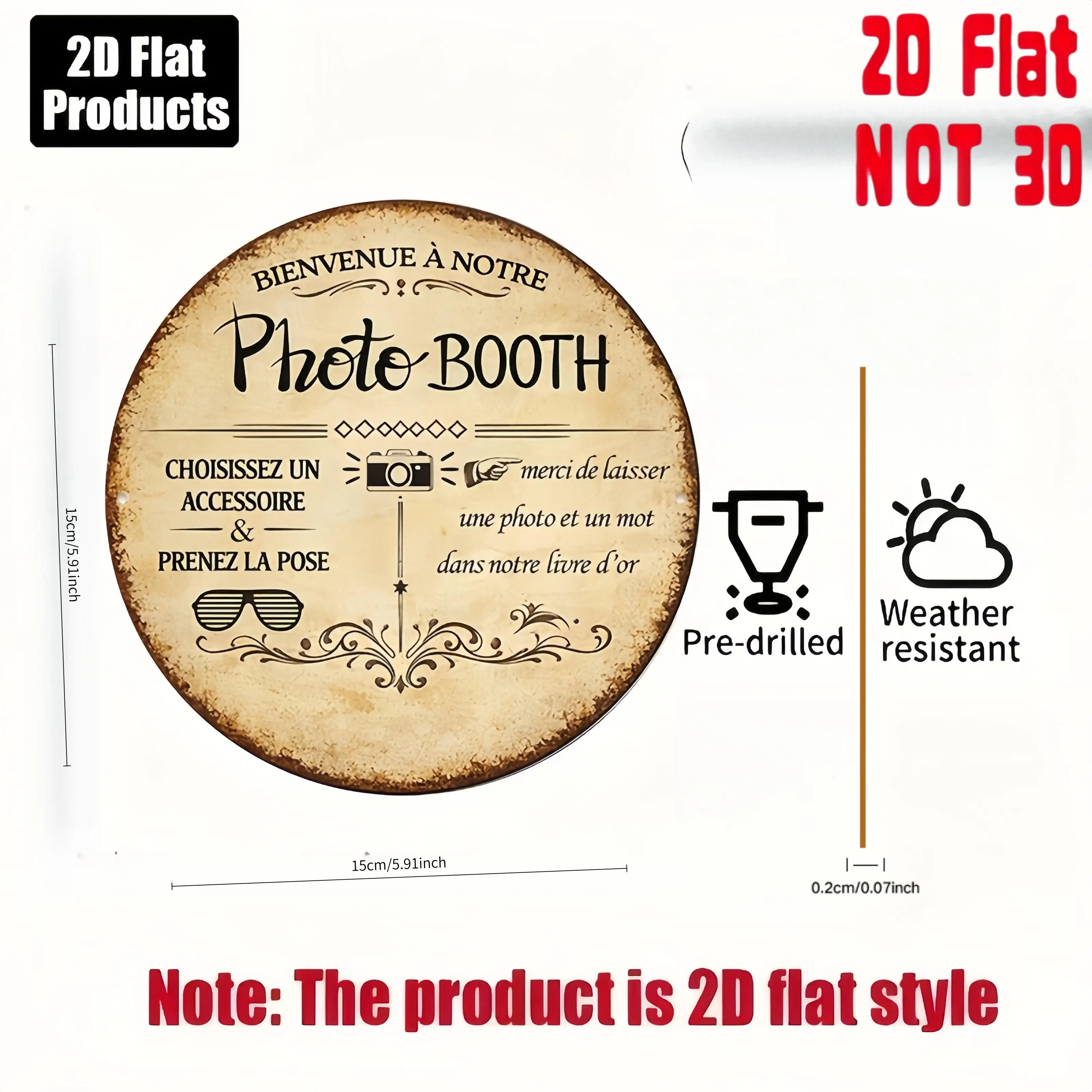 2D Flat, Pendants, Drops & Finials, Printed Round Wooden Sign, Vintage Wooden Plaque about 