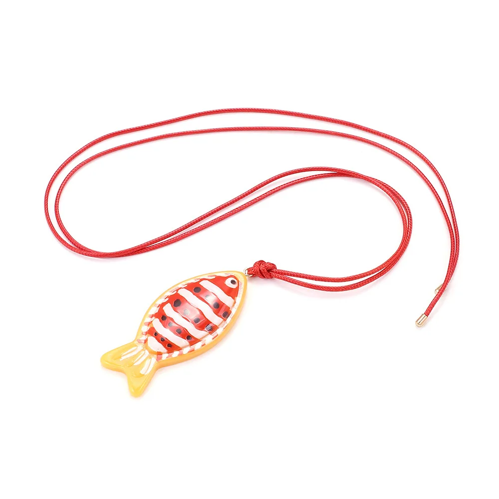 ZA Multicolor Resin Fish Rope Necklaces for Women Elegant Handmade Beaded ClownfishCord Pendant Necklace Jewelry Gifts